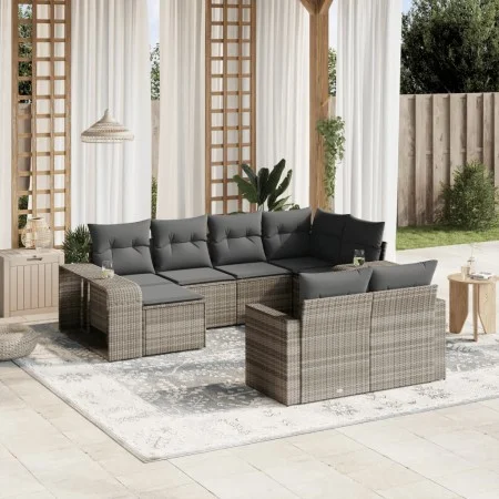 Set of 10-piece garden sofas with light gray synthetic rattan cushions by , Modular outdoor sofas - Ref: Foro24-3261292, Pric...