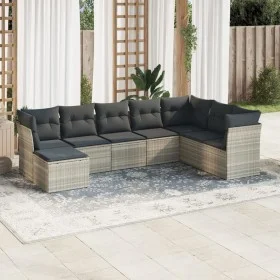 Gartensofagarnitur 8-teilig mit grauen Polstern aus synthetischem Rattan von , Gartensets - Ref: Foro24-3218052, Preis: 550,0...