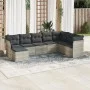 Garden sofa set 8 pieces and gray synthetic rattan cushions by , Garden sets - Ref: Foro24-3218052, Price: 550,03 €, Discount: %