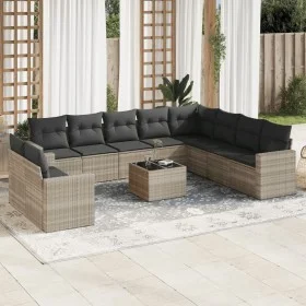 Garden sofa set 11 pieces and gray synthetic rattan cushions by , Garden sets - Ref: Foro24-3219172, Price: 802,48 €, Discoun...