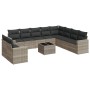 Garden sofa set 11 pieces and gray synthetic rattan cushions by , Garden sets - Ref: Foro24-3219172, Price: 787,38 €, Discoun...