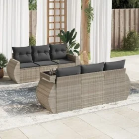 7-piece garden sofa set with light gray PE rattan cushions by , Garden sets - Ref: Foro24-3253449, Price: 531,66 €, Discount: %