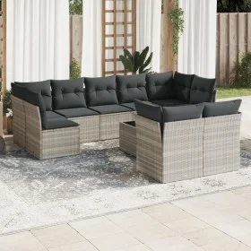 Set of 10-piece garden sofas with light gray synthetic rattan cushions by , Garden sets - Ref: Foro24-3218162, Price: 676,20 ...