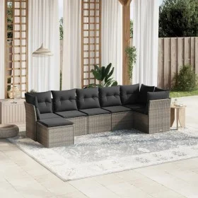 7-piece garden sofa set with light gray PE rattan cushions by , Garden sets - Ref: Foro24-3263198, Price: 481,23 €, Discount: %