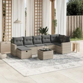 Garden sofa set 8 pieces and gray synthetic rattan cushions by , Garden sets - Ref: Foro24-3263518, Price: 525,64 €, Discount: %