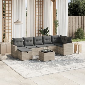Gartensofagarnitur 8-teilig mit grauen Polstern aus synthetischem Rattan von , Gartensets - Ref: Foro24-3263518, Preis: 534,9...
