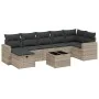 Garden sofa set 8 pieces and gray synthetic rattan cushions by , Garden sets - Ref: Foro24-3263518, Price: 525,64 €, Discount: %