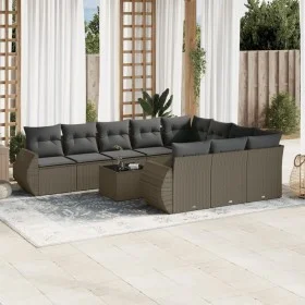 Garden sofa set 11 pieces and gray synthetic rattan cushions by , Garden sets - Ref: Foro24-3254239, Price: 829,78 €, Discoun...