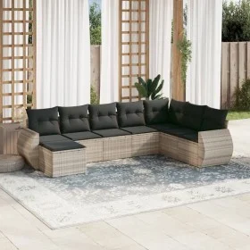 Garden sofa set 8 pieces and gray synthetic rattan cushions by , Garden sets - Ref: Foro24-3254099, Price: 572,75 €, Discount: %