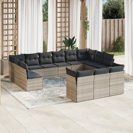 Gartensofagarnitur mit 13-teiligen Kissen aus grauem Kunststoff-Rattan. von , Gartensets - Ref: Foro24-3218452, Preis: 899,49...