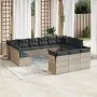 Set of garden sofas with 13 pieces of gray synthetic rattan cushions by , Garden sets - Ref: Foro24-3218452, Price: 917,31 €,...