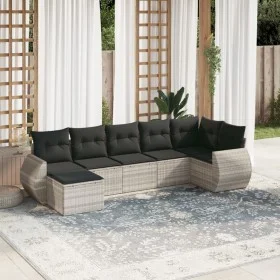 Set de sofás de jardín 7 pzas con cojines ratán PE gris claro de , Conjuntos de jardín - Ref: Foro24-3254019, Precio: 515,24 ...