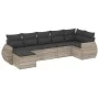 7-piece garden sofa set with light gray PE rattan cushions by , Garden sets - Ref: Foro24-3254019, Price: 515,24 €, Discount: %