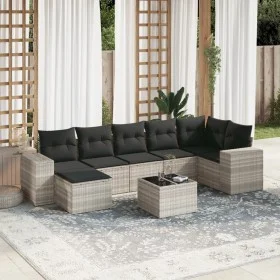 Garden sofa set 8 pieces and gray synthetic rattan cushions by , Garden sets - Ref: Foro24-3255229, Price: 567,31 €, Discount: %