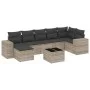 Garden sofa set 8 pieces and gray synthetic rattan cushions by , Garden sets - Ref: Foro24-3255229, Price: 567,31 €, Discount: %