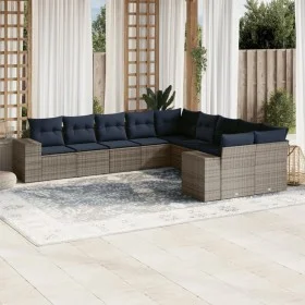 Set of 10-piece garden sofas with light gray synthetic rattan cushions by , Garden sets - Ref: Foro24-3255449, Price: 724,41 ...
