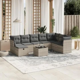 Garden furniture set 9 pieces and light gray synthetic rattan cushions by , Garden sets - Ref: Foro24-3263288, Price: 598,43 ...