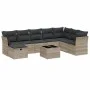 Garden furniture set 9 pieces and light gray synthetic rattan cushions by , Garden sets - Ref: Foro24-3263288, Price: 598,43 ...