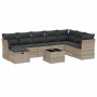 Gartenmöbel-Set 9-teilig mit Kissen aus hellem grauem Kunst-Rattan. von , Gartensets - Ref: Foro24-3263288, Preis: 597,10 €, ...