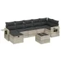 Garden sofa set 8 pieces and gray synthetic rattan cushions by , Garden sets - Ref: Foro24-3263828, Price: 531,02 €, Discount: %
