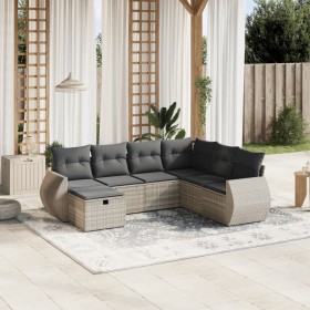 7-piece garden sofa set with light gray PE rattan cushions by , Garden sets - Ref: Foro24-3264148, Price: 506,54 €, Discount: %