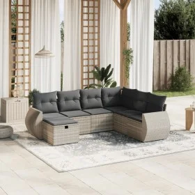 Gartensofa-Set, 7-teilig, mit Kissen, aus hellem grauem PE-Rattan. von , Gartensets - Ref: Foro24-3264148, Preis: 498,13 €, R...