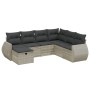 7-piece garden sofa set with light gray PE rattan cushions by , Garden sets - Ref: Foro24-3264148, Price: 506,78 €, Discount: %