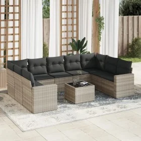 Set of 10-piece garden sofas with light gray synthetic rattan cushions by , Garden sets - Ref: Foro24-3219402, Price: 668,79 ...