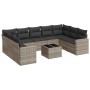 Set of 10-piece garden sofas with light gray synthetic rattan cushions by , Garden sets - Ref: Foro24-3219402, Price: 655,76 ...