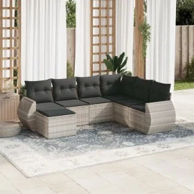 7-piece garden sofa set with light gray PE rattan cushions by , Modular outdoor sofas - Ref: Foro24-3221701, Price: 492,08 €,...