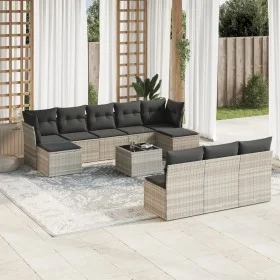 Set de sofás de jardín 11 pzas y cojines ratán sintético gris by , Garden sets - Ref: Foro24-3218302, Price: 675,13 €, Discou...