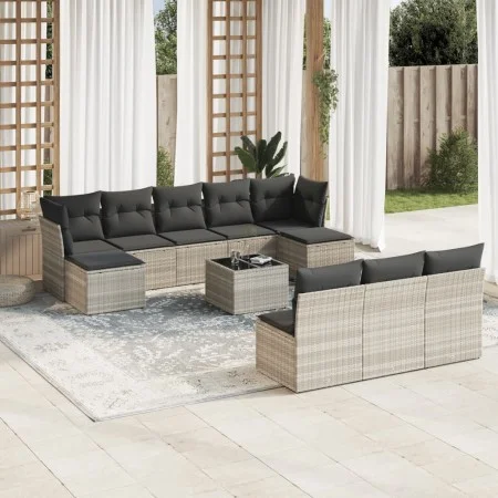 Set de sofás de jardín 11 pzas y cojines ratán sintético gris de , Conjuntos de jardín - Ref: Foro24-3218302, Precio: 675,13 ...