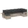 7-piece garden sofa set with light gray PE rattan cushions by , Garden sets - Ref: Foro24-3220481, Price: 472,47 €, Discount: %