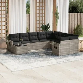 Gartensofa-Set, 10-teilig, mit Kissen, aus hellem grauen Kunststoff-Rattan. von , Gartensets - Ref: Foro24-3220661, Preis: 67...