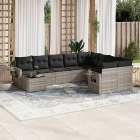 Set sofás jardín 10 pzas con cojines ratán sintético gris claro de , Conjuntos de jardín - Ref: Foro24-3220661, Precio: 660,5...