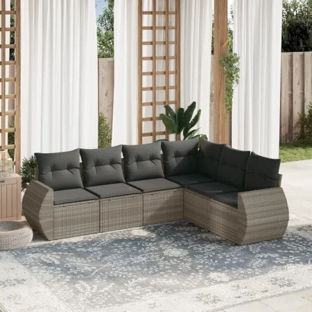 Garden sofa set 6 pieces and gray synthetic rattan cushions by , Garden sets - Ref: Foro24-3221411, Price: 445,20 €, Discount: %