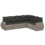 Garden sofa set 6 pieces and gray synthetic rattan cushions by , Garden sets - Ref: Foro24-3221411, Price: 445,20 €, Discount: %