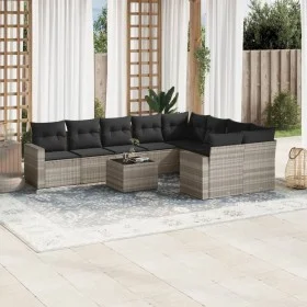 Set of 10-piece garden sofas with light gray synthetic rattan cushions by , Garden sets - Ref: Foro24-3219442, Price: 668,79 ...