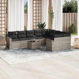 Set sofás jardín 10 pzas con cojines ratán sintético gris claro de , Conjuntos de jardín - Ref: Foro24-3219442, Precio: 655,7...