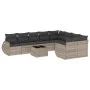 Gartensofa-Set, 10-teilig, mit Kissen, aus hellem grauen Kunststoff-Rattan. von , Modulare Sofas für den Außenbereich - Ref: ...