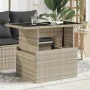 Gartentisch mit Glasoberfläche und Rattan-PE in Hellgrau, 100x55x73 cm. von , Gartentische - Ref: Foro24-366183, Preis: 121,5...