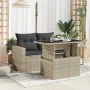 Garden table with light gray PE rattan surface and glass top, measuring 100x55x73 cm. by , Garden tables - Ref: Foro24-366183...