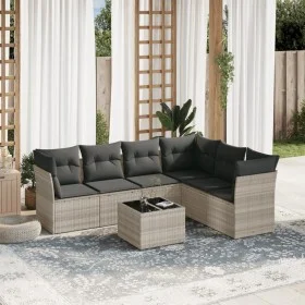 Gartensofa-Set, 7-teilig, mit Kissen, aus hellem grauem PE-Rattan. von , Gartensets - Ref: Foro24-3217692, Preis: 480,95 €, R...