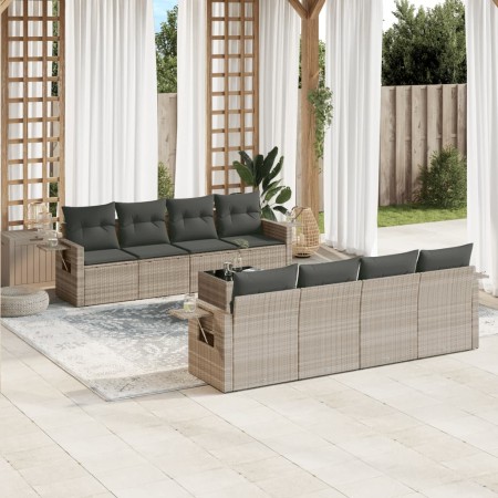 Gartenmöbel-Set 9-teilig mit Kissen aus hellem grauem Kunst-Rattan. von , Gartensets - Ref: Foro24-3219951, Preis: 618,53 €, ...