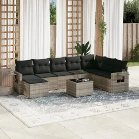 Garden furniture set 9 pieces and light gray synthetic rattan cushions by , Garden sets - Ref: Foro24-3220571, Price: 600,35 ...