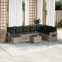 Set muebles jardín 9 pzas y cojines ratán sintético gris claro de , Conjuntos de jardín - Ref: Foro24-3220571, Precio: 589,51...