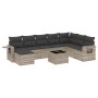 Set muebles jardín 9 pzas y cojines ratán sintético gris claro de , Conjuntos de jardín - Ref: Foro24-3220571, Precio: 589,51...
