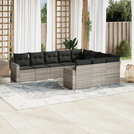 Set of 10-piece garden sofas with light gray synthetic rattan cushions by , Garden sets - Ref: Foro24-3219482, Price: 683,83 ...