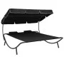 Garden lounge chair with canopy and black cushions by vidaXL, Outdoor beds - Ref: Foro24-313521, Price: 140,87 €, Discount: %