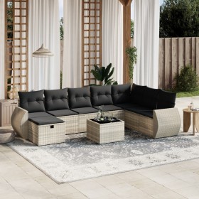 Set muebles jardín 9 pzas y cojines ratán sintético gris claro de , Conjuntos de jardín - Ref: Foro24-3264218, Precio: 591,62 €
